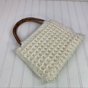 Vintage Boho retro white crochet bag